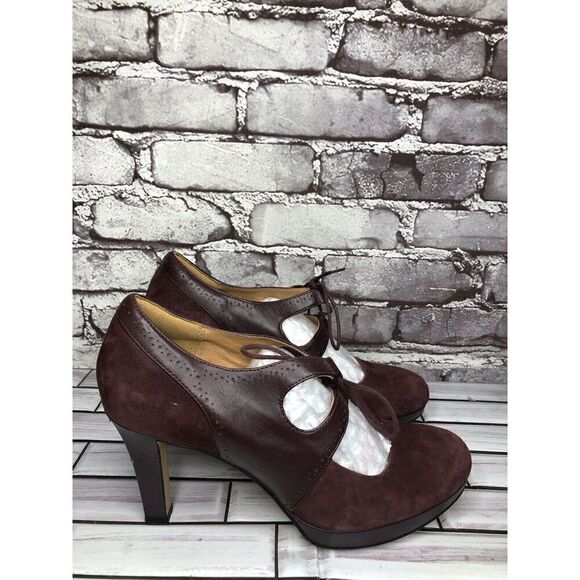 Clarks Artisan Purple Suede Leather Lace Up MaryJane Heels Women’s Sz 9M US/40EU - Picture 16 of 16